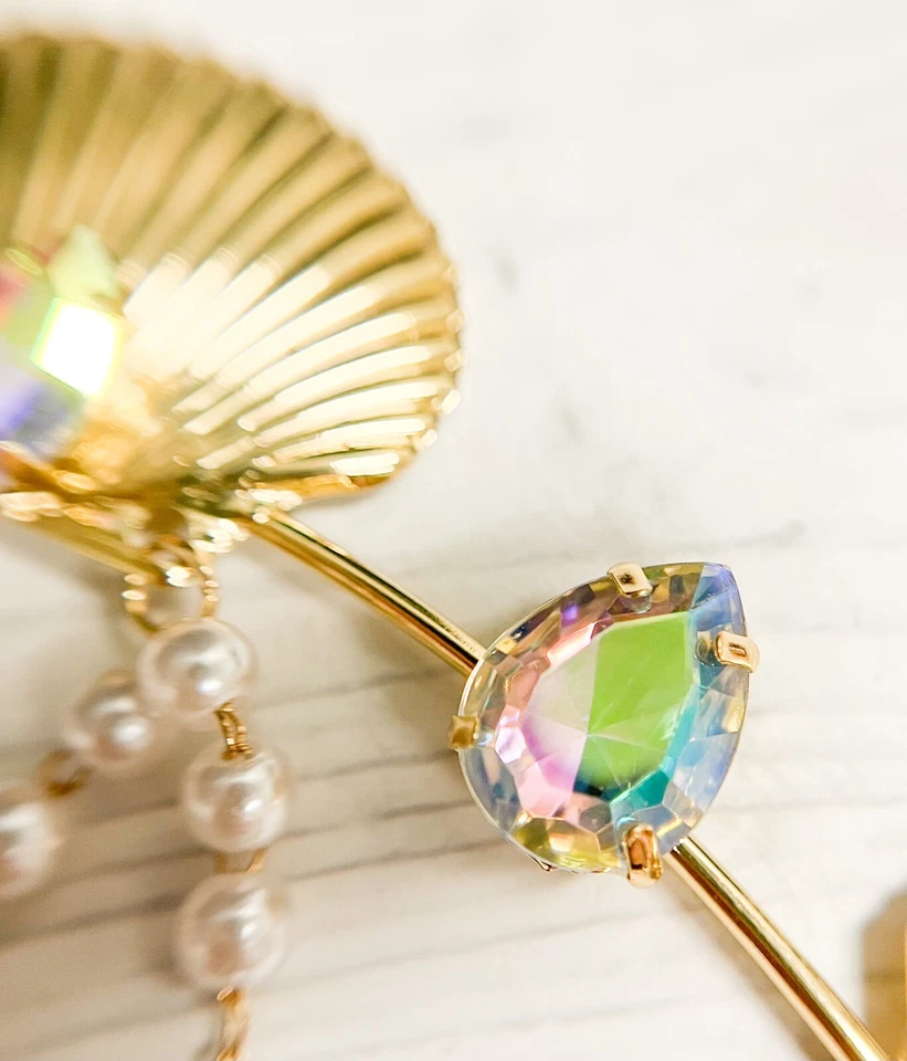 Corona de halo de sirena, corona de halo de oro, corona Hao concha marina, corona de halo de estrella de mar Foto 4 de 4