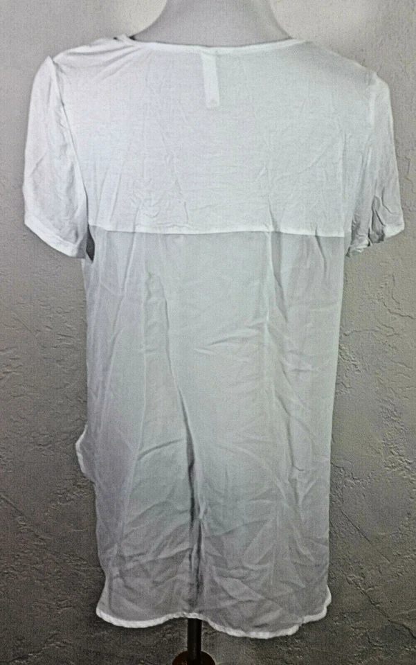 Xhilaration Juniors XL 上衣花卉几何多色高低切透明衬衫 — 第 3/4 张图片