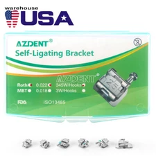 AZDENT Dental Orthodontic Self-Ligating Brackets Braces Roth MBT 022 Hooks 345