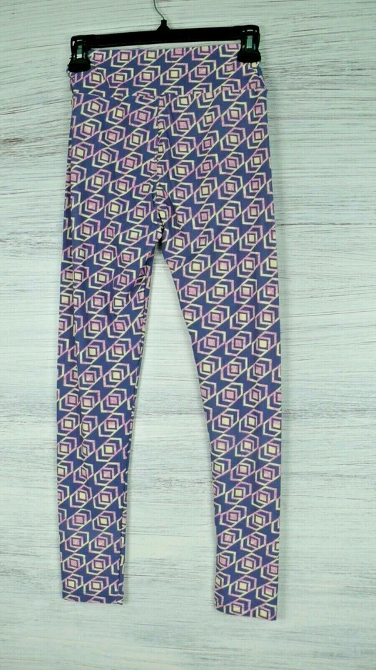 Leggings Lularoe Talla Única OS Azul Rosa y Crema Diseño Abstracto Foto 2 de 4
