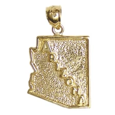 New 14k Gold Arizona State Map Pendant