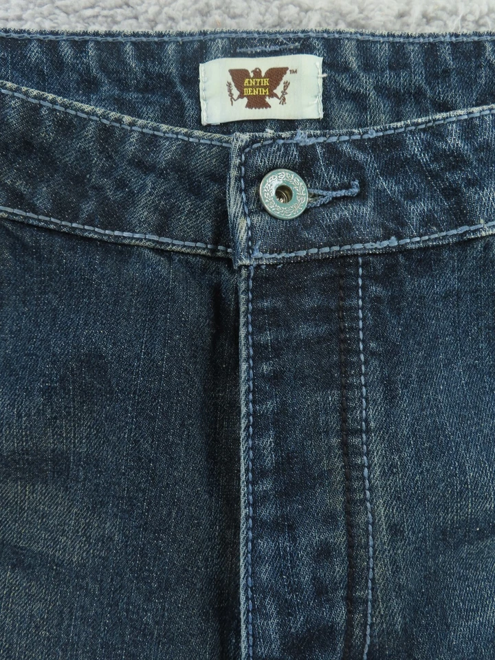 Antik Denim Jeans Mens 42x32 Blue Button Fly Cowboys Embroidered 2 Tone Vintage - Image 3 of 4