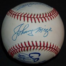 Lou Brock Red Schoendienst Johnny Mize Billy Herman Signed Auto Baseball AR LOA!