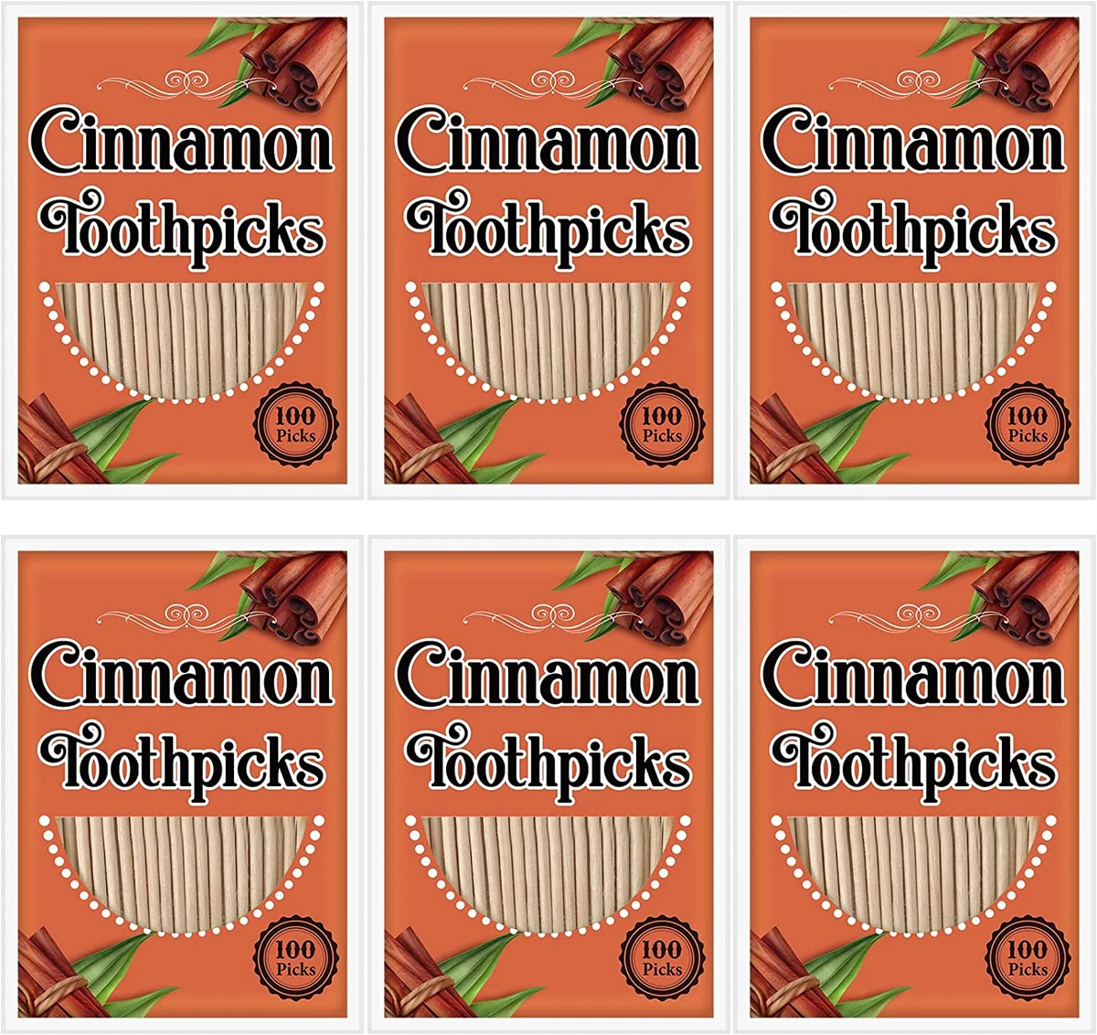 600 Picks Cinnamon Flavored Toothpicks Bulk Cinnamon Toothpicks for Adults