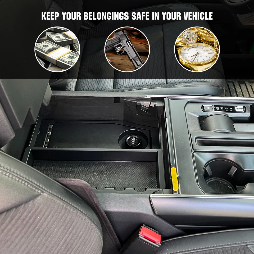Center Console Storage Safe BOX For 2021-2024 Ford F150 2022-2024 F150 Lightning - Image 2 of 4