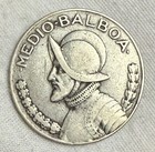 1930 Panama Medio Balboa Silver Foreign Coin Km 12.1 World Coins 1/2 Balboa