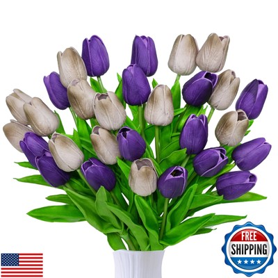 30pcs Tulips Artificial Flowers Fake Flowers for Decoration, Faux Flowers Tul