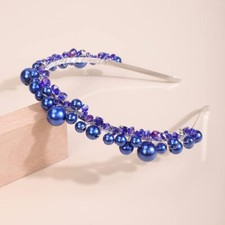 Bridal Headband Pearl Tiara for Women Rhinestone Wedding Hair Accessories
