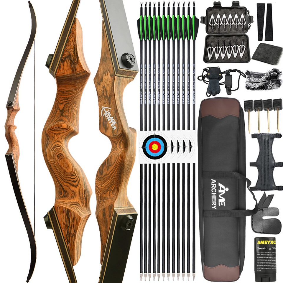 Arc Long Takedown 60 Pouces Surwolf - 20-60lbs, Flèches Carbone, Neuf