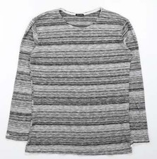 Maglione Key Largo donna grigio girocollo a righe misto poliestere taglia M