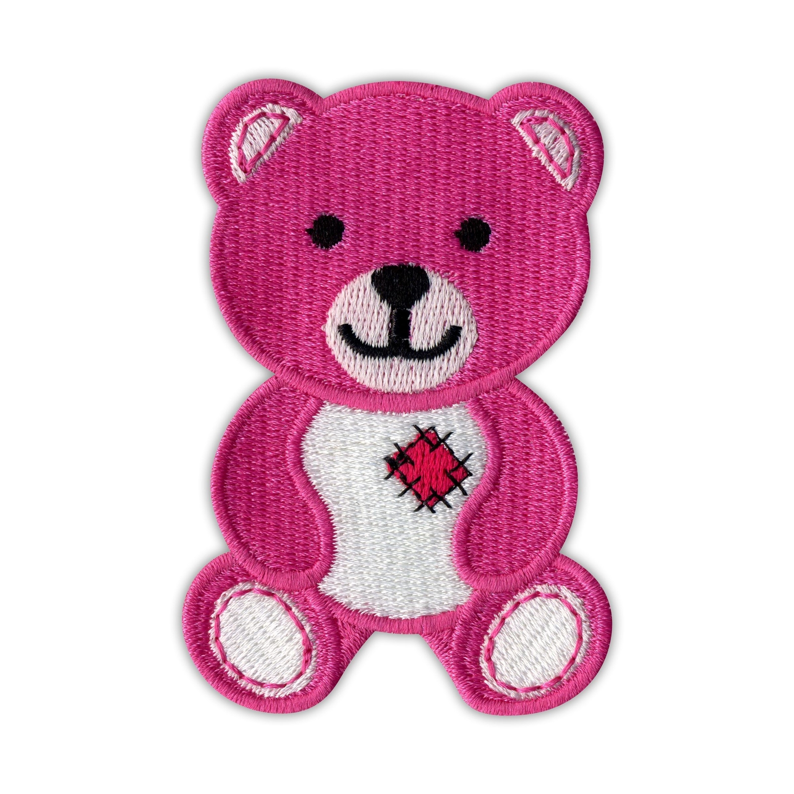 Pink Embroidered Teddy Bear Patch Badge  