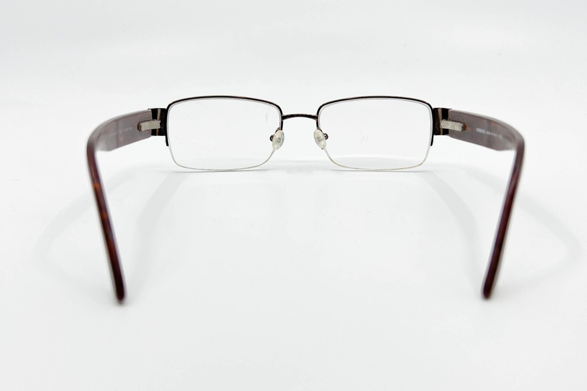 Versace 1136-B 1061 Brown Crystals Half Rim Eyeglasses
