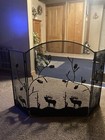 Rustic Decorative Foldable 3 panel Moose Fireplace Screen Pine Cone Brass Maine