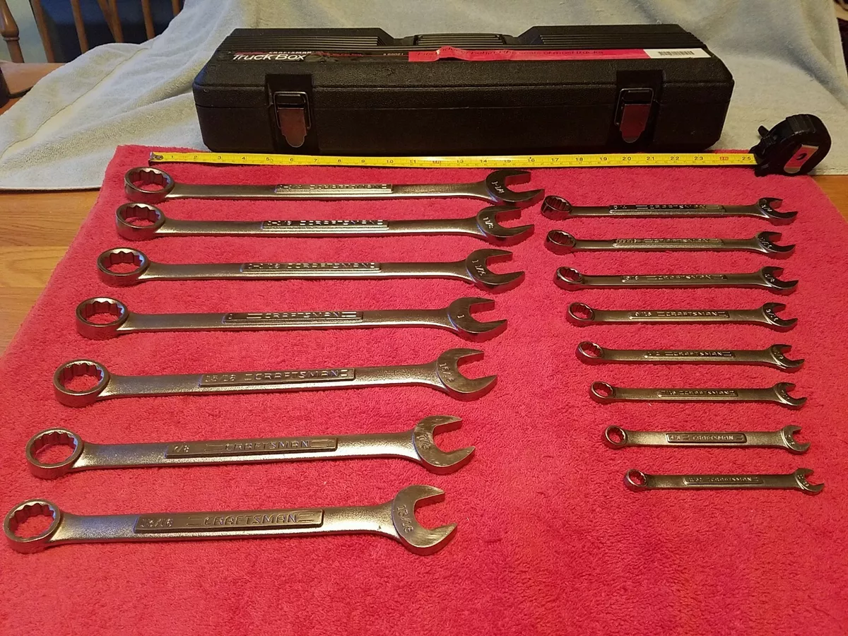 CRAFTSMAN SAE COMBINATION WRENCH SET 15 PIECE V SERIES W TRUCK BOX VTG USA