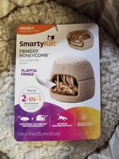 Smarty Kat Fringed Honeycomb 2 In 1 Cat Bed Pop Up Push Down