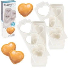 Jumbo 3"Heart Ravioli Molds 2 PK- Homemade Filled Pasta Maker- 2 Piece Tray