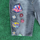 Y2K Raw Blue First Team Baseball Club Embroidered Patches Shorts Jorts Sz 42 — photo 7