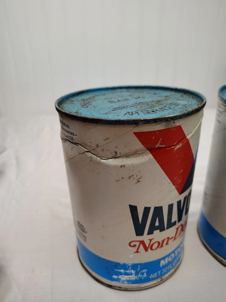 2 Vintage Valvoline Non Detergent Motor Oil Can SAE 40 Full Unopened - Image 4 of 4