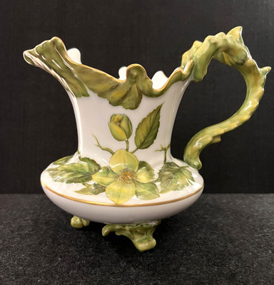 Unusual Anna Weatherley Porcelain Pitcher - Naturalistic Flowers and Leaves