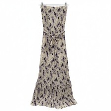 Bishop + Young Cream Purple Floral Strapless Maxi Dress | XS Regular