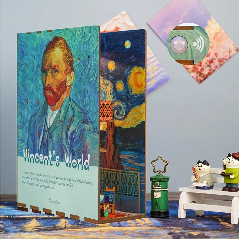Vincent's World Van Gogh Book Nook 3D Wooden Puzzle with LED Libro Puzzle - Image 4 of 4