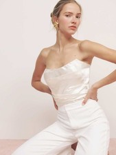 NWT Reformation Aida Top Ivory Satin Strapless Corset Top Size 8 Made In USA