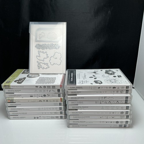 Stampin Up Sets Mixed Themes Lot of 18 Rubber & PhotoPolymer W Cases Read Desc.