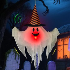 Light Up Animatronic Hanging Ghost Sound Motion Activated Halloween Prop Decor