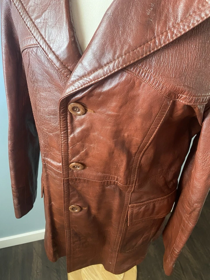 Chaqueta de Cuero Western Fight Club Rockabilly Disco De Colección Años 70 Talla 40 Foto 2 de 4