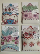 Set/4 Mailable Handkerchief Gift Folios ~ 4 Hankies & Folios SPECIAL SALE! (101)