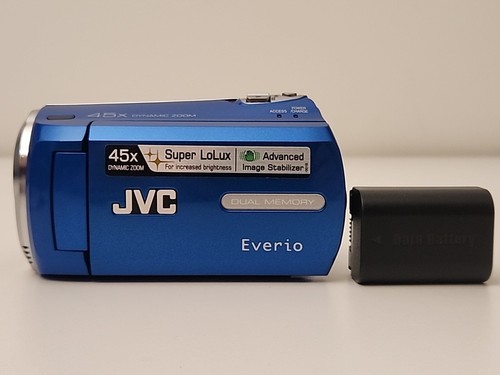 JVC Everio GZ-MS215AA Blue LCD Screen Dual Memory 45x Dynamic Zoom Camcorder