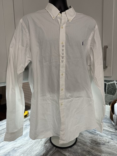 Neu mit Etikett Polo Ralph Lauren schmale Passform Knopfleiste einfarbig weiß Herren Gr. XXL