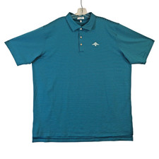 Peter Millar Summer Comfort Mens XXL Blue Striped Polo Shirt Golf Polyester