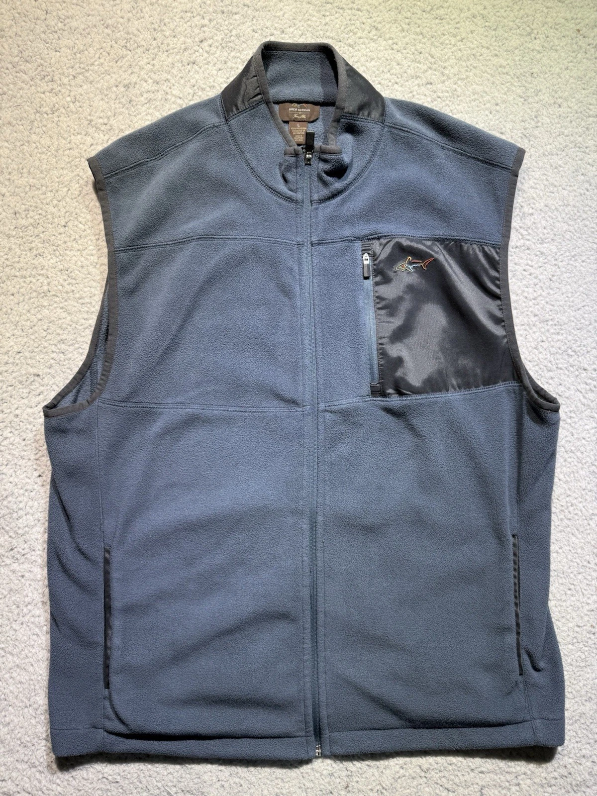 Greg Norman Mens Lightweight Golf Vest Size L Dark Blue Full-Zip