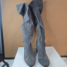 JustFab Dauphine Womens Gray Over The Knee Faux Suede Boots Size 10