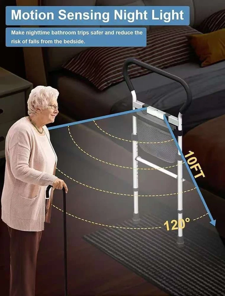 Rieles de cama para adultos mayores seguridad, altura ancho ajustable cama riel de asistencia con Foto 3 de 4