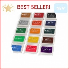 NIUBIER 15 Colors Craft Ink Pads, Washable Finger Stamp Pad for Kids Finger Pain