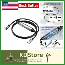 10Ft USB 2.0 A Male to Toslink Digital Optical Audio Cable for PC, PS5, Mac