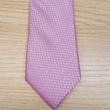 BAR III Mens Neck Tie Solid Pink Slim Pointed Woven Textured Silk Blend Necktie
