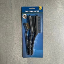 3 x Wire Brushes Set Steel Wire Brush LARGE & SMALL Cleaning Metal Rust Remover