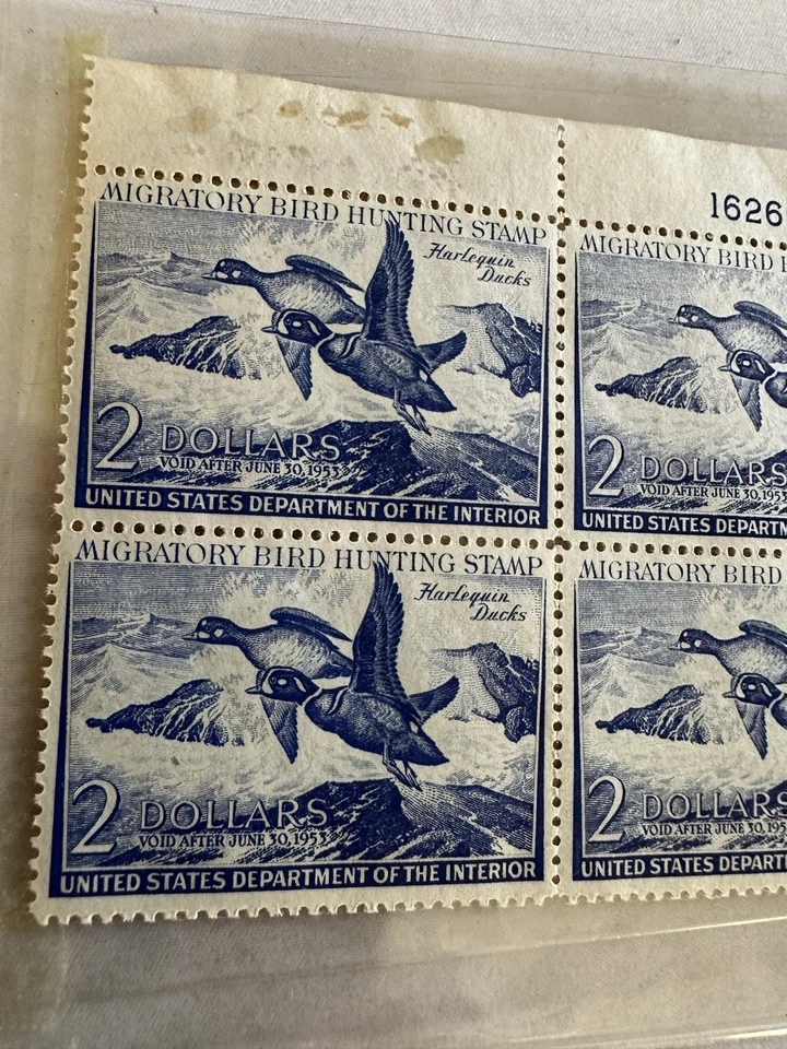 US STAMPS #RW19 DUCK PLATE BLOCK $2 OG NH - Image 2 of 4