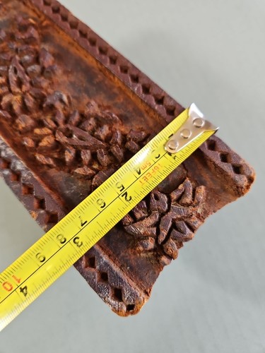 Antique Indian Wood Printing Block Hand Carved Art Textile Design Block 7"x3"x3" - Picture 7 of 8