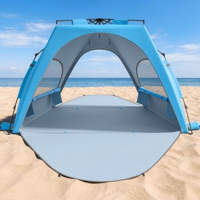 Raynesys Beach Tent Sun Shelter, 3-4 Person Pop Up For Person, Sky Blue