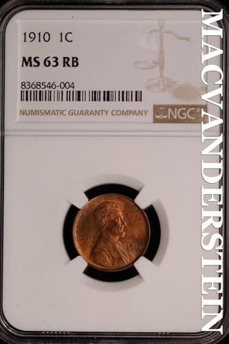 1910 Lincoln Wheat Cent-NGC MS 63 Red Brown Choice Gem BU No Reserve #SLK919