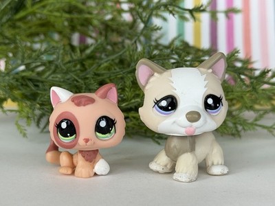 Littlest Pet Shop 1817 1818 LPS Authentic Husky White Dog Orange