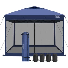 KAMPKEEPER 10x10 Pop Up Canopy Tent with Netting, Outdoor Sun Shade, Navy Blue