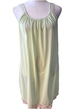 Sheer Mint Green Slip / Dress Lace Hem Sleeveless Vintage
