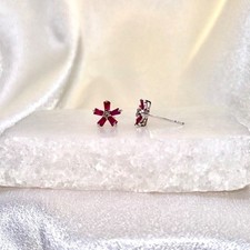 2Ct Baguette Cut Simulated Pink Ruby Women's Stud Earrings 14K White Gold Plated