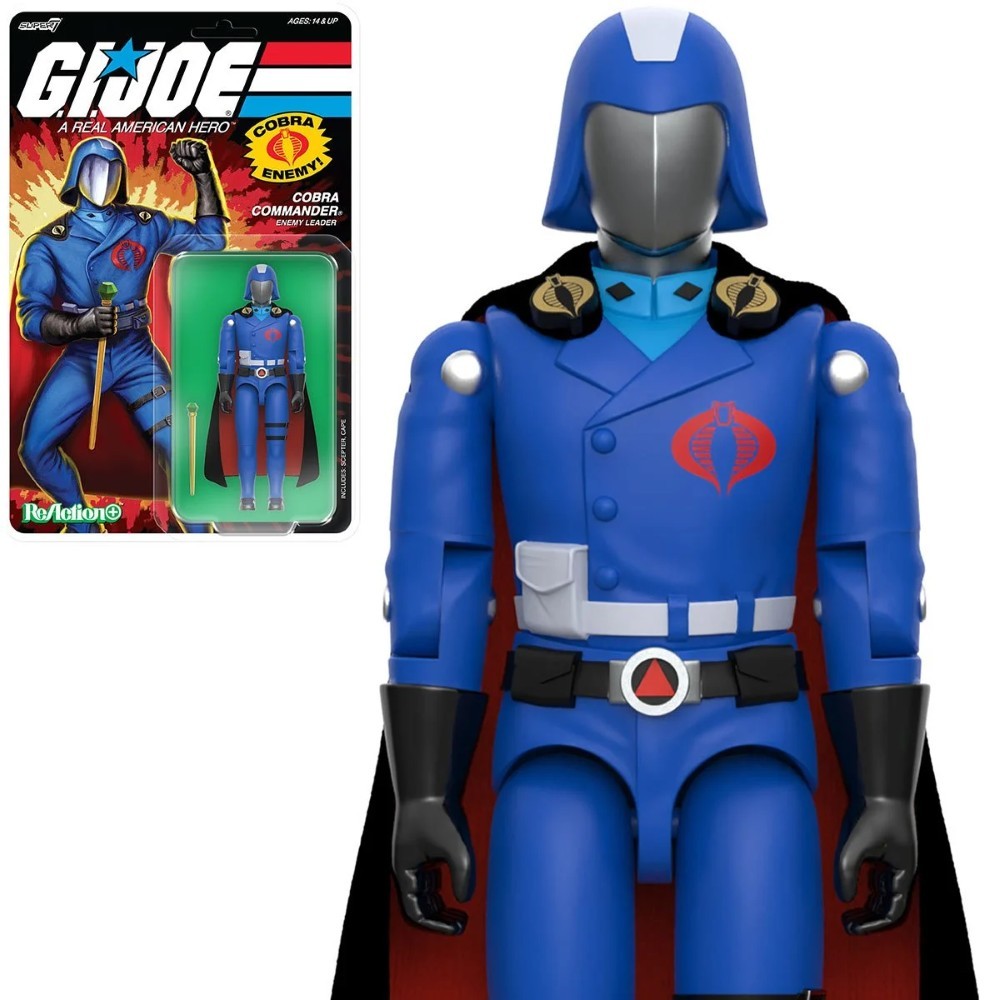 Cobra Commander Black Cape GI Joe Action Figure ReAction+ 1/18 O