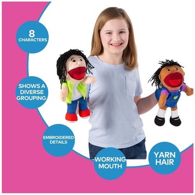 Inclusive Play Puppets Set, 8 Multicultural Characters